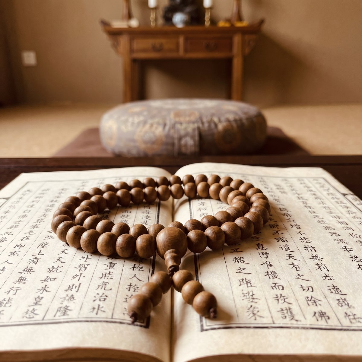 Prayer beads and sutra — Kit's Buddhist practice
