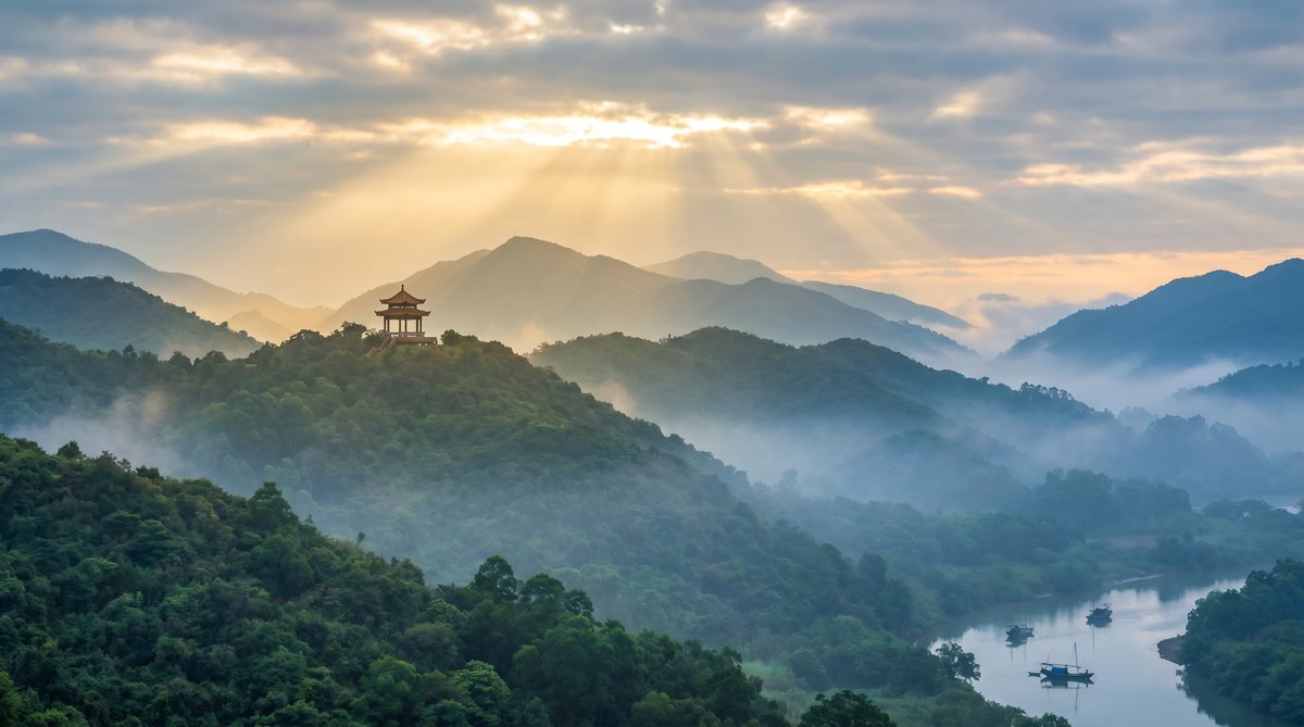 Morning mist over the New Territories hills