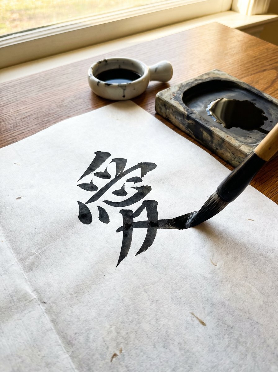 The character for Love (愛) — her guiding principle